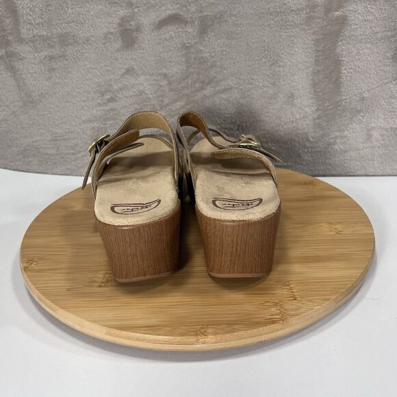Dansko Womens Size US 12 Sophie Tan Slip On Chunky Heel Sandal Buckle Slides - Picture 4 of 8